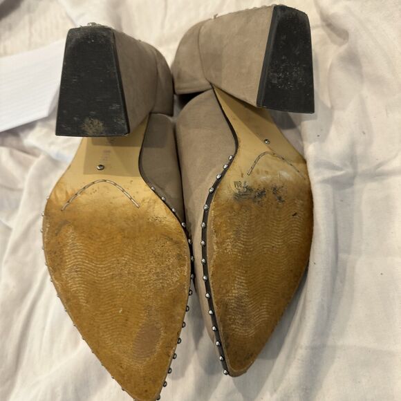gianni bini Beige Leather Studded Block heels Size 8M Rockstud - Picture 6 of 8